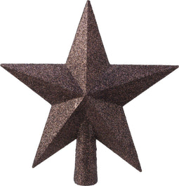 Glitter kerstboom ster piek/topper van kunststof 19 cm - mahonie bruin - Kerstversiering