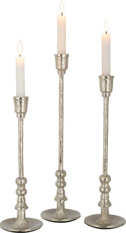 J-Line kandelaar Becca - aluminium - zilver - 3 stuks