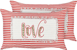 ALSINE - Sierkussen set van 2 - Rood/Wit - 30 x 50 cm - Katoen