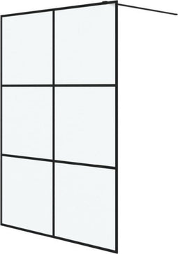 vidaXL - Inloopdouchewand - 140x195 - cm - mat - ESG-glas - zwart