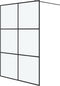 vidaXL - Inloopdouchewand - 140x195 - cm - mat - ESG-glas - zwart