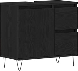 vidaXL - Badkamersinkkast - Zwart - Eiken - 65x33x60 - cm - Gelaagd - Hout