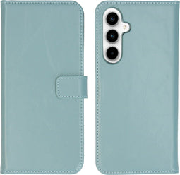 Selencia Samsung Galaxy A35 - Echt Lederen Bookcase - 3 Pashouders - Air Blue
