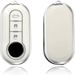 Autosleutel hoesje - TPU Sleutelhoesje - Sleutelcover - Autosleutelhoes - Geschikt voor Fiat 500 - wit - A3 - Fiat 500, Fiat 500L, Fiat 500X, Fiat 500, Fiat Tipo, Fiat Punto, Fiat Egea, Fiat Doblo, Fiat Scudo, Fiat Ducato, Fiat Panda, Abarth - Auto
