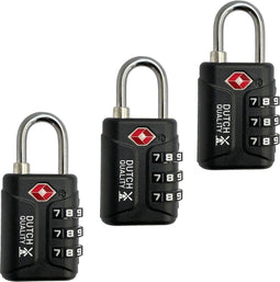 Dutch Quality® TSA Kofferslot 3-Cijferig - Cijferslot - TSA-goedgekeurd - Zwart (3-pack)