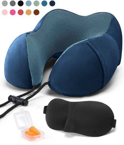 Skycases Travel Essentials - Nekkussen Set 3-delig - Ergonomisch Memory Foam met Oogmasker en Oordoppen (3-delig)