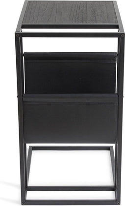 Lifa Living Manhattan - Tijdschriftenhouder - Staal Vegan leer Fineerhout - Zwart - 35x45x63 (LxBxH)