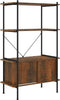 vidaXL - Opbergrek - 4-laags - met - kast - 80x40x130 - cm - staal - en - bewerkt - hout