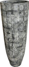 PTMD Nyah grijze pot rond polyresin geblokt design hoog maat in cm: 48 x 48 x 120 - Grijs