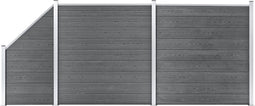 vidaXL - Schuttingset - 2 - vierkant - en - 1 - schuin - 446x186 - cm - HKC - grijs