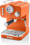 Swan Retro Espressomachine – Gemalen Koffie & Pads – Met Melkopschuimer – Oranje