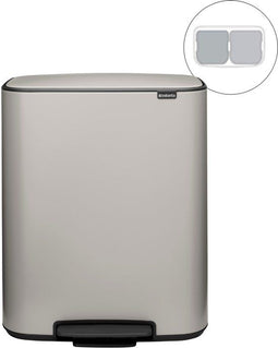 Brabantia Bo Prullenbak - 2 x 30 liter - Afvalscheiding - Soft Grey (2 stuks)