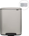 Brabantia Bo Prullenbak - 2 x 30 liter - Afvalscheiding - Soft Grey (2 stuks)