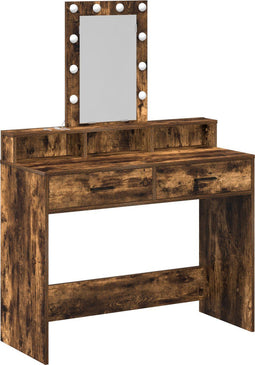 vidaXL - Kaptafel - met - LED-verlichting - - - Gerookt - Eiken - 100x41x140 - cm