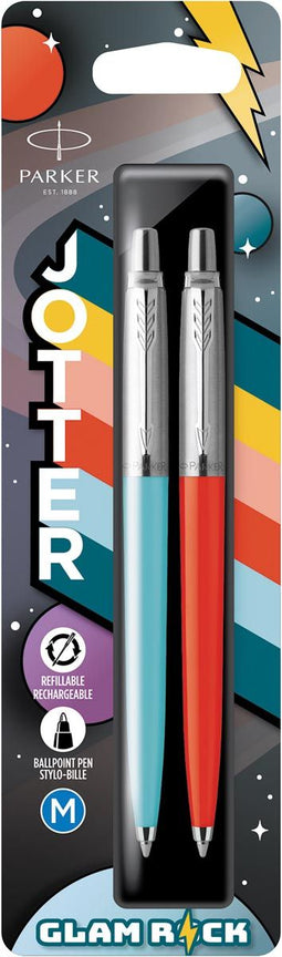 Parker Jotter Originals balpen, Glam Rock, blister van 2 stuks (rood en blauw)