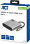 ACT AC7012 - USB-C naar HDMI Dual Monitor MST Hub - 4K @ 60Hz - Aluminium Grijs
