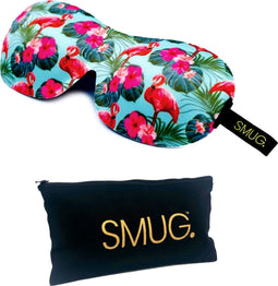 SMUG 3D Slaapmasker met Opbergzakje - 100% Verduisterend - Ergonomisch Oogmasker - Flamingo Print