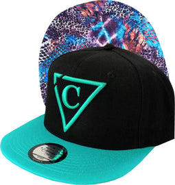 Capiche® Snapback Pet Heren – Animix – Zwart & Aqua Blauw – Verstelbaar met Druksluiting – Sportcap – Baseball Cap – Mannen Cap