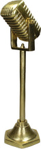 SVJ Home Decorations Microfoon Beeld - 14x14x47 cm - Aluminium - Goud