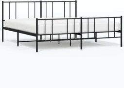 vidaXL - Bedframe - met - hoofd- - en - voeteneinde - metaal - zwart - 183x213 - cm