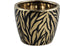 PTMD Brendy Ronde Bloempot Dieren Print - H14xØ17 cm - Zwart/Goud