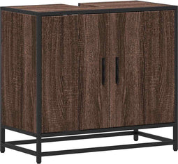 vidaXL - Wastafelkast - 65x33x60 - cm - bewerkt - hout - bruin - eikenkleur