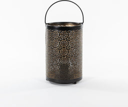 Anna Collection Led sfeer lantaarn - zwart met goud - B12 x H19 cm