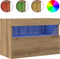 vidaXL - TV - Wandkasten - met - LED-verlichting - 2 - stuks - Artisan - Eiken - 60x30x40 - cm