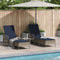 vidaXL - Ligbedden - 2 - stuks - met - Kussens - en - Tafel - Grijs - Poly - Rattan