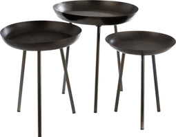 J-Line bijzettafel Plateau Rond - metaal - donkergrijs - set van 3