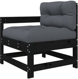 vidaXL - Tuinstoel - met - kussens - massief - grenenhout - zwart