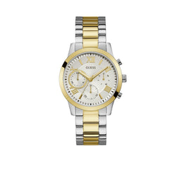 GUESS W1070L8 - Polshorloge - Staal met goldplating - Wit met geelgouden accenten