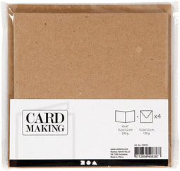 Creativ Company CC Kaarten en Enveloppen 15,2x15,2 cm Naturel 4 stuks.