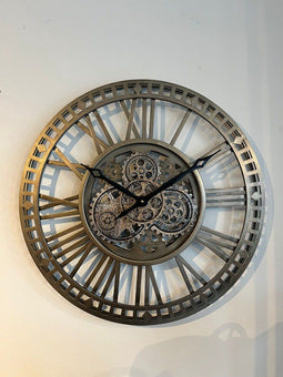 Industriele klok Bente Open - Ø60cm - wandklok - Metaal - Grijs