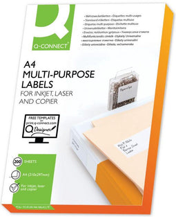 Q-CONNECT etiketten, wit, rechte hoeken, 105 x 148,5 mm, 200 vel, 4 etiketten per vel