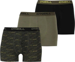 O'Neill Boxershorts Heren - Strakke pasvorm - Zwart - Donker groen (3-pack)