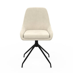 La Maison Olivia - Draaistoelen - Fluwelen Crèmekleurig met Zwarte Metalen Poten (2 stuks)
