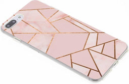 Design Backcover iPhone 8 Plus / 7 Plus hoesje - Grafisch Roze / Koper