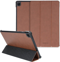 Selencia Tablet Hoes Geschikt voor Samsung Galaxy Tab S6 Lite (2022) / Tab S6 Lite - Selencia Nuria Vegan Lederen Trifold Bookcase - Bruin