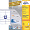 Avery Zweckform 3659, Universele etiketten, Ultragrip, wit, 100 vel, 12 per vel, 97 x 42,3 mm