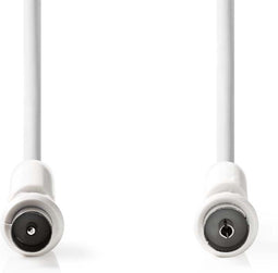 Nedis Coaxkabel - IEC (Coax) Male - IEC (Coax) Female - Vernikkeld - 120 dB - 75 Ohm - Viervoudig Afgeschermd - 1.50 m - Rond - PVC - Wit - Envelop
