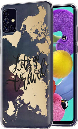 iMoshion Hoesje Geschikt voor Samsung Galaxy A51 Hoesje Siliconen - iMoshion Design hoesje - Transparant / Meerkleurig / Goud / Let's Go Travel