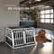 tectake® Aluminium Hondentransportbench - Hondenbox - Trapeziumvormig - Licht en Stabiel - Zwart (104 x 90,5 x 69 cm) met Scheidingswand