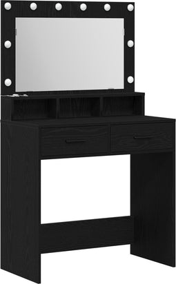 vidaXL - Kaptafel - met - LED-verlichting - - - Zwart - Eiken - 79x41x135 - cm