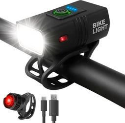 Nuvance Fietsverlichting - Fietslamp - 1000 Lumen - 6 Voorlichtstanden - USB oplaadbaar - Zwart