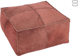 J-Line poef Koehaar - leder - rood