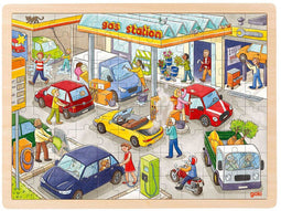 Goki Houten Legpuzzel Benzinestation, 96st.