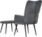 vidaXL Fauteuil met voetensteun echt leer grijs