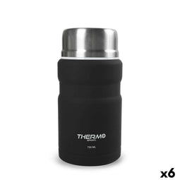 Thermos voor voedsel ThermoSport Zwart Staal 750 ml (6 Stuks)