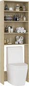 vidaXL - Wasmachinekast - 64x24x190 - cm - wit - en - sonoma - eikenkleurig